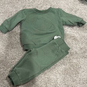 Little Me Green Football Sweatshirt and Joggers Set